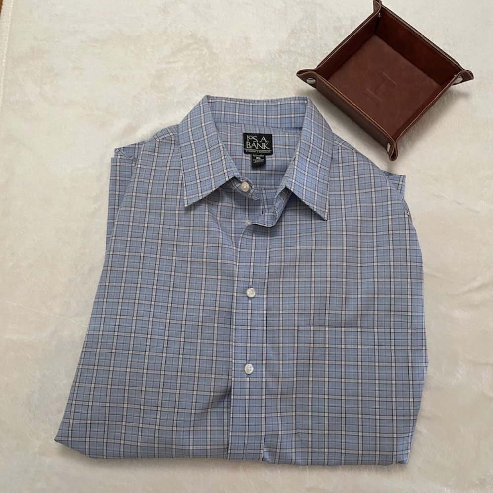 Blue and White Windowpane Jos. A. Bank Dress Shirt